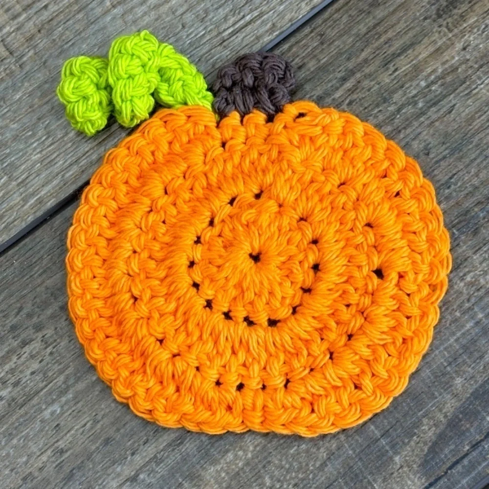 Pumpkin Cup Mug Coasters Set of‎ 4 Handcrafted Crochet by Seller Cotton